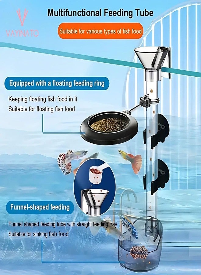 VAYINATO® 2 in 1 (30X6X5Cm) Extendable MutiFunction Floating and Sinking Aquarium Fish and Shrimp Food Feeder | Hangon Type | Easy to Attach | Cleaing and Feeding Kit Included - Image 2